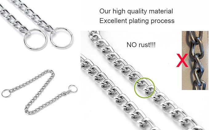 Chain Choke Collar for Dogs, Metal Slip Link Training Heavy Duty Dog Choker Collar Martingale Puppy Collars for XS Small Medium Large Big XL Breed Dogs (Silver, S(Neck Max 16inch) D2.5mm)