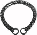 Black Dog Chain Collar 11mm/15mm/19mm Cuban Link Chain Dog Collar Chew Proof Dog Chain Collar Walking Training for Small Medium Large Dogs 12-26inch(19mm,26inch)