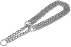 Silver Chain Dog Choke Collars for Large Dogs,Heavy Duty Metal Slip Choke Collar Martingale Collars Training Triple Row Chains Choker Collar for Small Medium Large Dog, D3mm