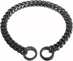 Black Dog Chain Collar 11mm/15mm/19mm Cuban Link Chain Dog Collar Chew Proof Dog Chain Collar Walking Training for Small Medium Large Dogs 12-26inch(15mm,24inch)