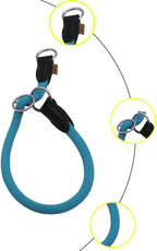 Braided Round Martingale Dog Collar, Training Collar with Slidable Stop Ring - Ideal for Large Dogs (XL(1/2") - 26" Long, Light Blue)