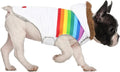 HDE Dog Puffer Jacket Fleece Lined Warm Dog Parka Winter Coat with Harness Hole White Rainbow Stripe - M