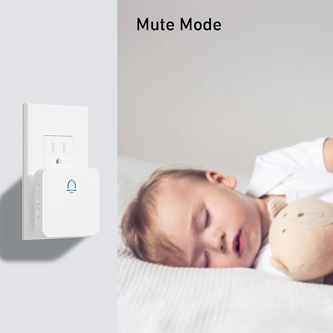Wireless Doorbell with 1000ft Range, Adjustable Volume, Waterproof Design, Hassle-Free Installation, 32 Melodies, White （1 Receiver+1 Button）