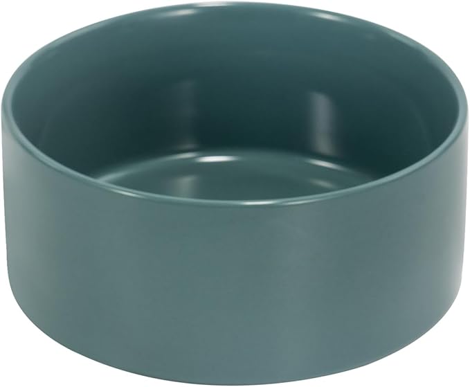 SPUNKYJUNKY 28.7OZ Ceramic Dog and Cat Bowl, Modern Cute Weighted Food Water Bowl for Replacement Light Green (2 Pack)
