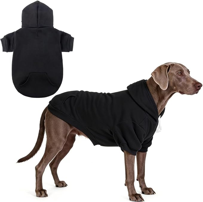 KOOLTAIL Basic Dog Hoodie - Soft and Warm Dog Hoodie Sweater with Leash Hole and Pocket, Dog Winter Coat, Cold Weather Clothes Sweatshirt for Small Medium Large Dogs Puppy Cat Boys Girls Black XL/XXL