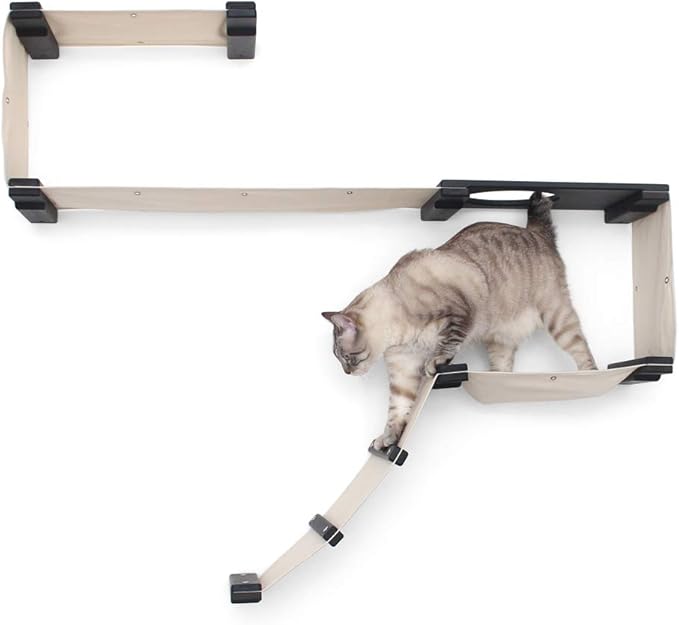 Catastrophic Creations Play Cat Condo— Cat Tree Wall Mounted—Cat Wall Bridge — Lounge and Play Furniture — Cat Wall Furniture Set— Cat Climbing Shelves—Wall Mounted Cat Furniture