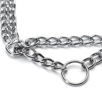 Silver Dog Chain Collar for Small Dogs, Heavy Duty Training Double Row Chains Choker Collar Metal Slip Choke Collar Martingale Collars for Small Medium Large Dog, D2.0mm