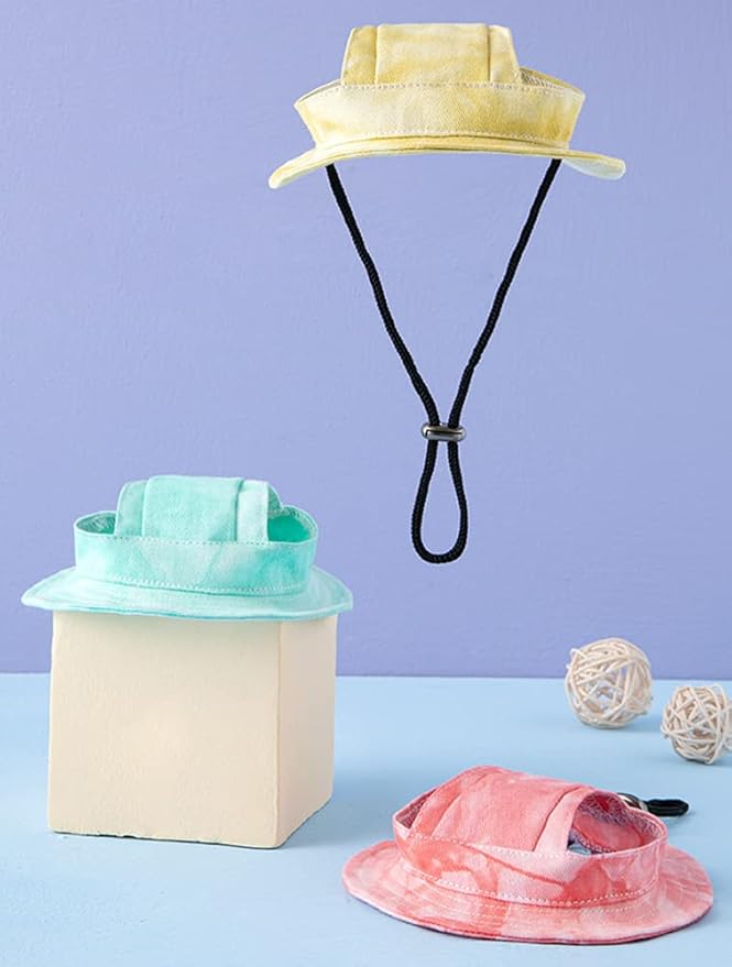 Round Brim Princess Hat Visor Hat Pet Dog Mesh Porous Sun Hat with Ear Holes for Small, Extra Small Dog Teddy, Pug, Chihuahua, Shih Tzu, Yorkshire Terriers, Papillon T-Yellow S