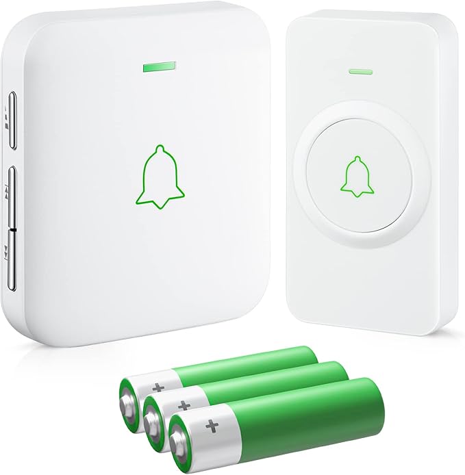 AVANTEK Wireless Door Bell, WA-11 Waterproof Battery Operated Doorbell Chime Operating at 1000 Feet, Portable Door Chime kit with 52 Melodies, 5 Volume Levels, and CD Quality Sound