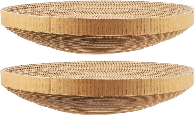 POPETPOP 13.6 Inch Round Cat Scratcher Refill - Large Cardboard Scratch Pad Recycled Corrugated Cardboard Core for Indoor Kitten Cat, Replaceable Scratching Bowl Insert