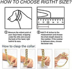 Strong 18K Gold Plated Dog Chain Collar Stainless Steel Width 10mm,12mm,15mm,18mm Cuban Link Choke Collar for Dog's Training,Daily Use (15mm,16inch)