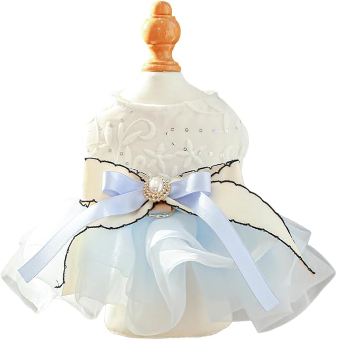 Furbabycare® Elegant Sweet Fashion Puppy Dog Blingbling Princess Skirt Pet Dog Lace Cake Camisole Tutu Dress I-Blue X-Small