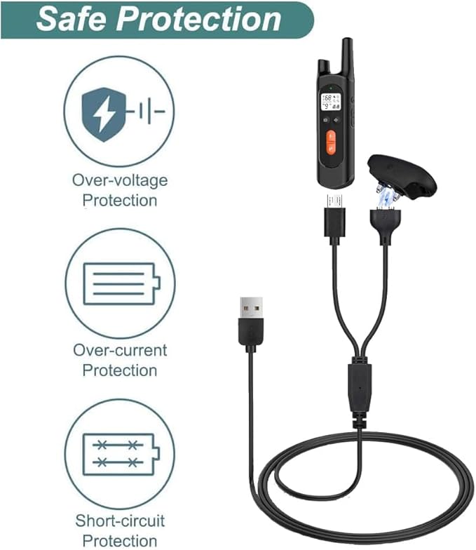 Charger Replacement for Delupet/Yawpet/Jugbow Dog Training Collar and Remote, 2-in-1 Magnetic Charging Cable Cord, 2 Pack