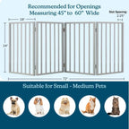 Pet Gate - 4-Panel Indoor Foldable Dog Fence for Stairs, Hallways, or Doorways - 72x24-Inch Retractable Wood Freestanding Dog Gates by PETMAKER (Gray)