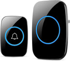 Wireless Doorbell, Waterproof Door Bell Kit, Distinguish Front and Rear Doors, Over 1000 feet Range and 60 Chime, 5 Levels Volume and LED Flash, for Home Office Classroom