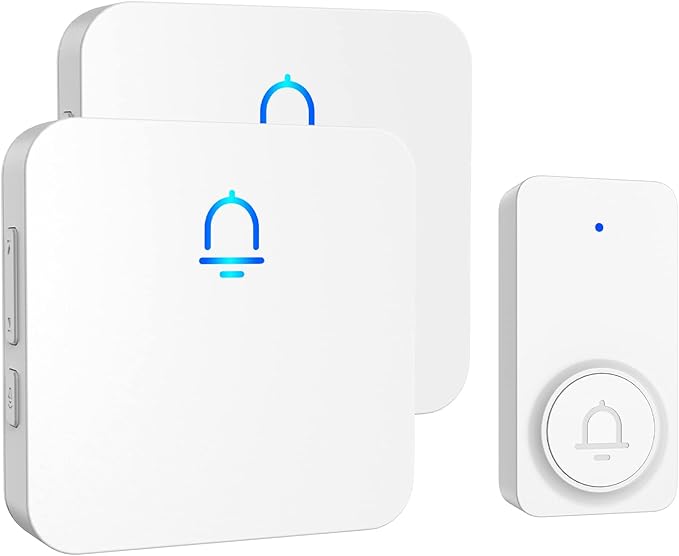 SECRUI Doorbell, 2 Receiver Wireless Doorbell with 1000ft Range, Adjustable Volume, Waterproof Design, Hassle-Free Installation, 32 Melodies, White