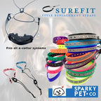 Sparky Pet Co - Surefit ECollar Replacement Strap - Bungee Dog Collar - Waterproof - Adjustable - Secure Nexus Wheel Lock - for Electronic Training & Invisible Fence Systems - 1" (Reflective Red)