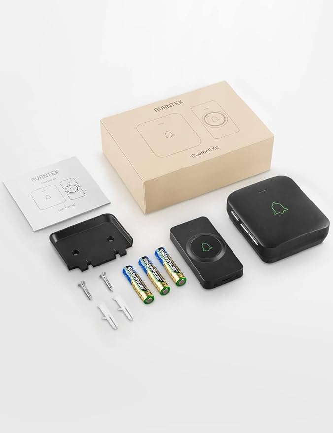 AVANTEK Wireless Door Bell, BA-11 Waterproof Battery Operated Doorbell Chime Operating at 1000 Feet, Portable Door Chime kit with 52 Melodies, 5 Volume Levels, and CD Quality Sound