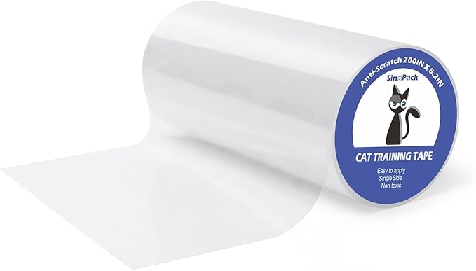 Extra Wide Cat Scratch Guard Tape, 200'' x 8.2'' Clear Anti Scratch Tape for Furniture, Single Sided Protective Film to Stop Cats & Dogs Scratching Sofa, Door, Walls, Car Interiors