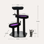 Happy & Polly Gothic Cat Tree with Coffin Bed - 40.9" Black Cat Tower with Soft Mats (Purple)