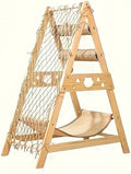 Modern Wooden Cat Tree Tower with Cozy House, Soft Hammock, Scratching Posts and Multi-Level Platforms for Cats to Climb, Rest, and Play