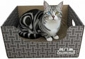 Extra Large Cat Cardboard Scratch with Box Bigger Space Double-Sided Scratching Refillable Pad Scratcher Board Window Handle Design Easy to Clean Scraps Scratched Bed for Indoor Cats (Grey)