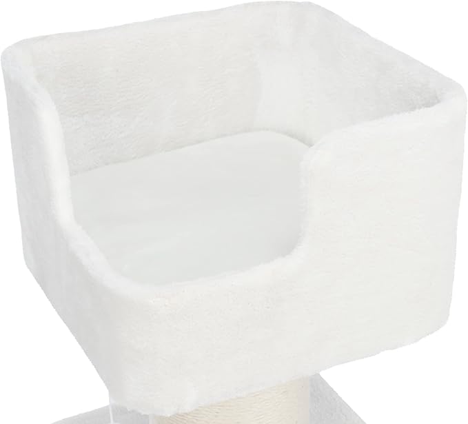 TRIXIE Ava Cat Tree with Condo, Cozy Top Platform with Removable Cushion, Dangling Cat Toy