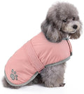 Queenmore Dog Winter Coat, Fleece Puffer Dog Down Vest, Cold Weather Pet Jacket for Dogs, Waterproof Reflective Reversible Dog Sweater Clothes for Small, Medium and Large Dogs (Light Pink, L)