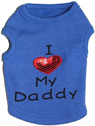 Dog Shirts Slogan Vest I Love My Daddy/Mommy Cute Heart T-Shirt Clothes for Chiuahaha Poodle Teacup Shihtzu Yorkie Bulldog Small Puppy Costume