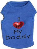 Dog Shirts Slogan Vest I Love My Daddy/Mommy Cute Heart T-Shirt Clothes for Chiuahaha Poodle Teacup Shihtzu Yorkie Bulldog Small Puppy Costume
