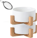 Petygooing Ceramic Dog Cat Bowl Set with Stand, Pet Dog Food and Water Dish,Medium Pet Bowls Anti Slip Set of 2 Cat Bowls-White Pet Food Bowl- Small Medium Size Pet (28 OZ /3.6 Cups)