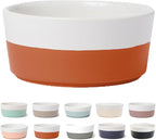 Waggo Dipper Ceramic Dog Bowl for Small and Large Breeds - Heavyweight and Durable Pet Food and Water Dish Crock, Dishwasher Safe, Modern (Teracotta, Large)
