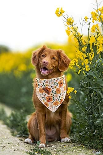 Elegant little tail Dog Bandanas - 1Pack Floral Print Washable Dog Scarf Female Square Bib Kerchief Scarf Adjustable Pet Bandana for Small Medium Dogs
