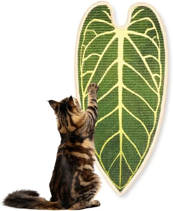 Leaf-Shaped Cat Wall Scratcher for Indoor Cats, Cat Toys Wall Corner Scratcher Pad, Large Carpet Cat Scratching Mat, Furniture Protector, Easy Use for Cat Trees Wall Furniture (25.6" × 12.2")