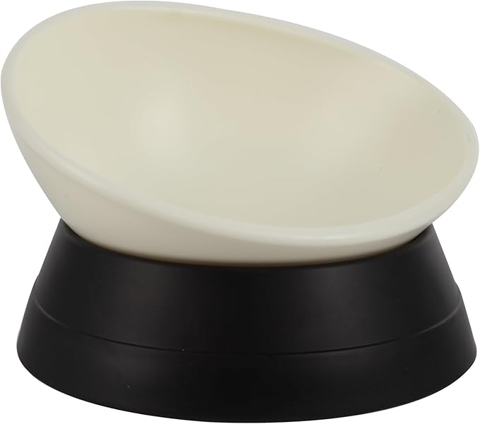 Bulldog Bowl Anti-Slip Dog Cat Dish Detachable Rubber Dog Bowl Pet Sterile Tilted Pet Feeder Slope Base (Black, 2 Cup (Small/Medium Dog))