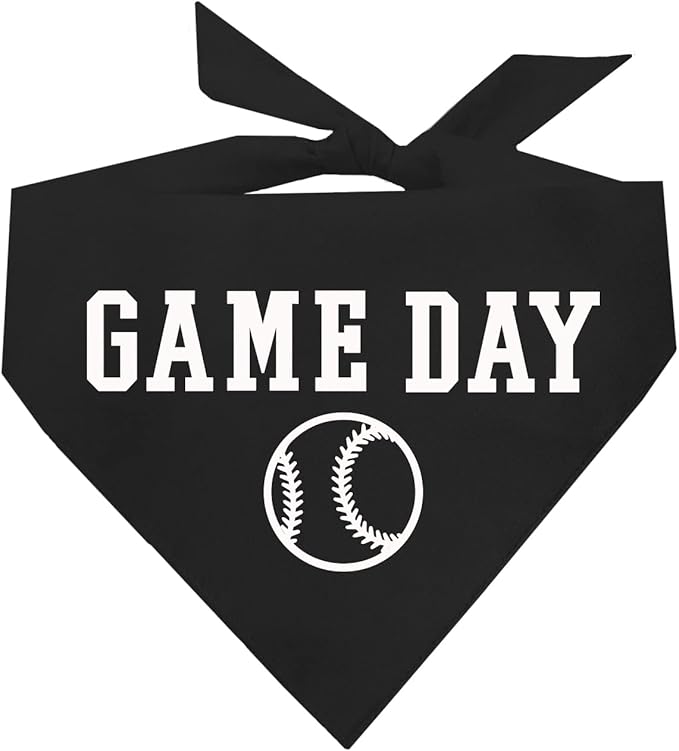 Game Day Dog Bandana | 100% Cotton Adjustable Triangle | Made in USA | Baseball| Sports | Biggest Fan | Game Day | Black, X-Small (1054)
