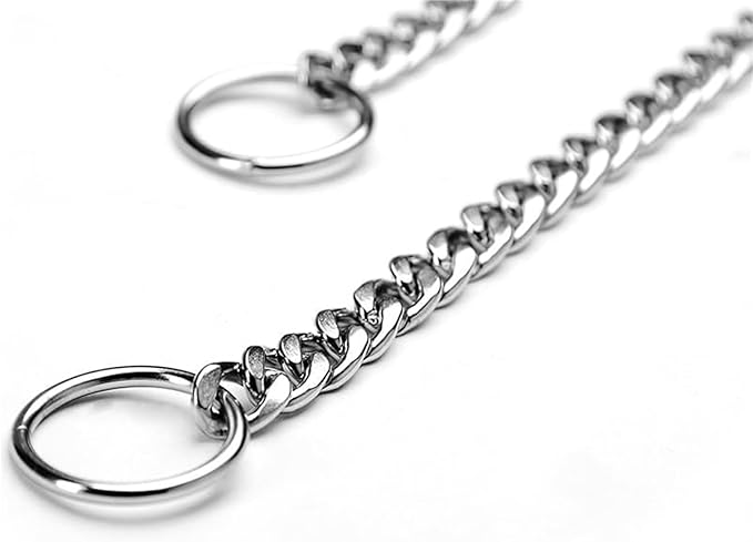 Silver Dog Collars,Metal Slip Link Dog Chain Martingale Puppy Collar Heavy Duty Training Collar Boy Girl for XS Small Medium Large Big Breed Pet,L
