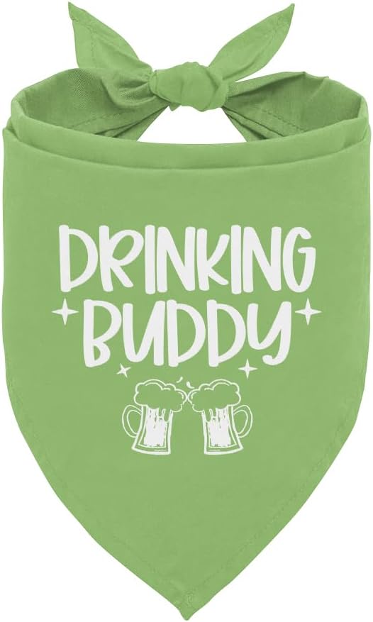 Drinking Buddy Dog Bandana, Drinking Buddy Dog Shirt, Funny Cute Dog Bandana, Gift for Dog Lover, Dog Bandana for Small Medium Dogs, Triangle Bibs Accessories, Dog Scarf (B31)