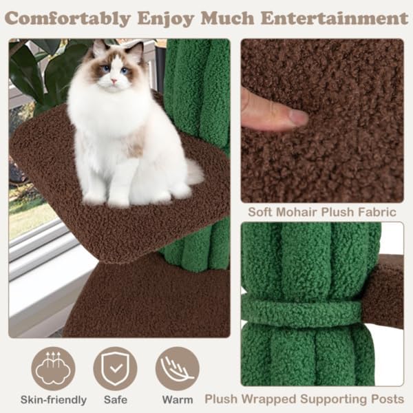 5 Level Cat Tree, Cat Climbing Frame Cat Apartment with Cushions, Anti-Tipping Settings