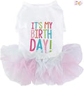 ANIAC Girl Dog Birthday Tutu Dresses Puppy Lace Skirt and Hairpin Cat Birthday Princess Dress Pet Clothes for Cats Small Dogs (Small, White)