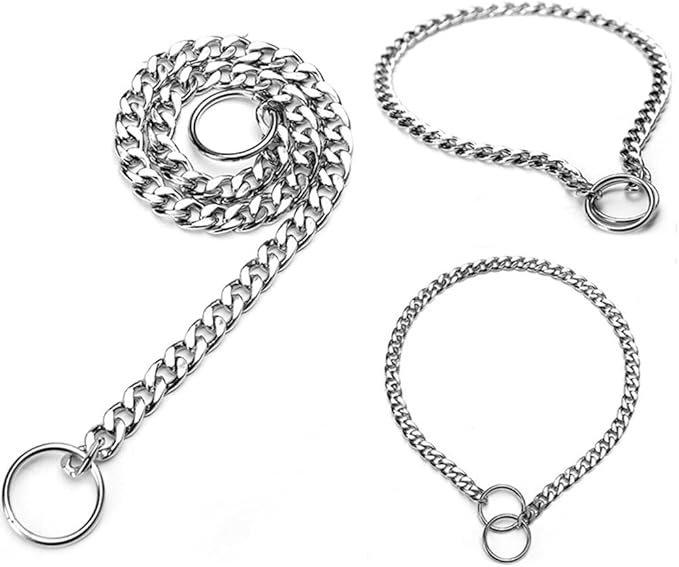 Choke Collar for Dogs,Chain Dog Collar Stainless Steel Martingale Collars Training Slip P Link Puppy Choke Chains for XXS XS Small Medium Large Breed Dog, Silver L