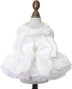 Fashion Sweet Puppy Dog Blingbling Princess Skirt Pet Dog Lace Cake Camisole Tutu Dress E-White-1 XS