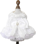 Fashion Sweet Puppy Dog Blingbling Princess Skirt Pet Dog Lace Cake Camisole Tutu Dress E-White-1 L