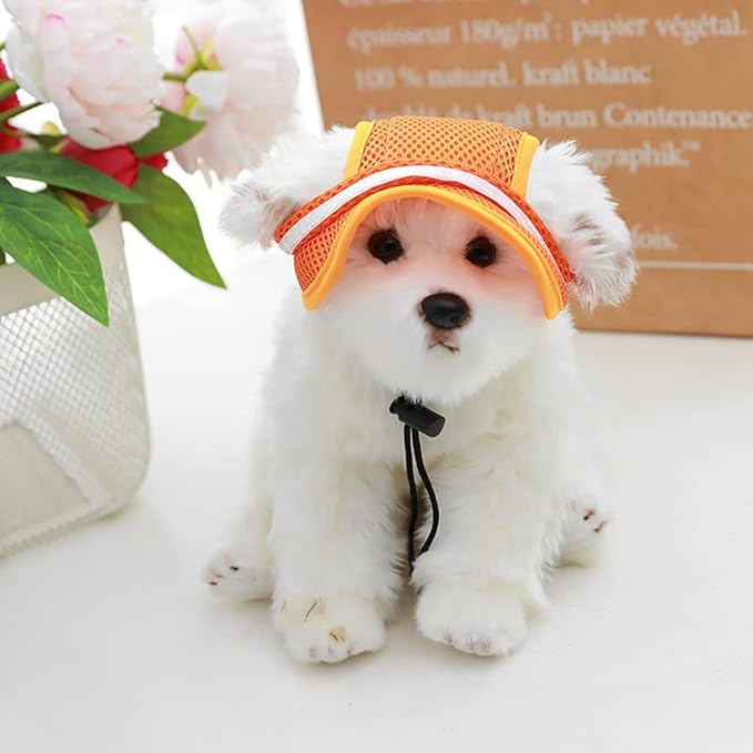 Round Brim Princess Hat Visor Hat Pet Dog Mesh Porous Sun Hat with Ear Holes for Small, Extra Small Dog Teddy, Pug, Chihuahua, Shih Tzu, Yorkshire Terriers, Papillon with bowknit M