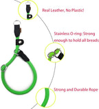 Braided Round Martingale Dog Collar, Training Collar with Slidable Stop Ring and Adjustable Stopper - Ideal for Small Dogs (S(1/4") - 14" Long, Light Green)