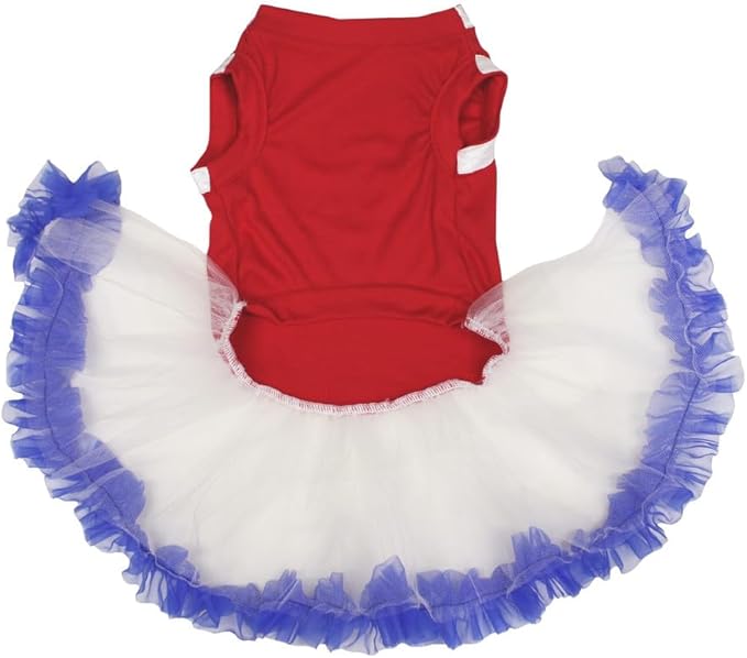 Petitebella USA Twins Heart Puppy Dog Dress (Red/White Blue, XXX-Large)