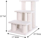 Cat Tree Tower, White Fleece, 3-Tier Multi-Level Climbing Activity Center with Stable Support Pillars, 25 Inches Tall, Ideal for Senior Pets, 17x25x25 Inches