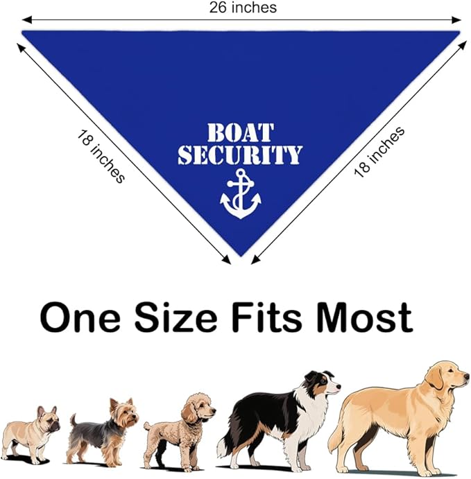 Boat Security Blue Dog Bandana, Nautical Gifts for Boat Lover Captain, Nautical Pet Accessory, Lake Life Dog Gear, Sailor's Pet Apparel, Christmas Birthday Gifts for Pup Mom Dad