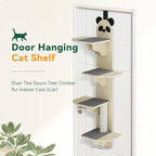 Door Hanging Cat Shelf - Stable & Safe 4-Levels Over The Door Cat Tree Climber with Removable Soft Mat, Vertical Cat Tree Over The Door, Door Cat Shelf for Indoor Cats (B, 59.1" H X 21.6" L X 9.6”w)