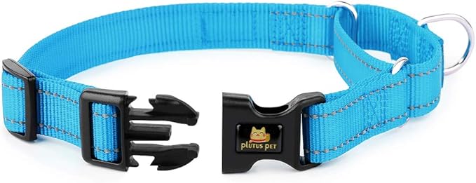 PLUTUS PET Reflective Martingale Collar with Quick Snap Buckle,No Pull Dog Choker Collar for Small Medium Large Dogs,S,Blue